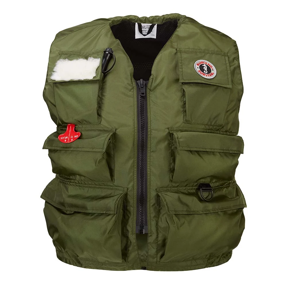 Mustang Fisherman Manual Inflatable Life Vest - Olive - Large