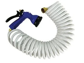 Whitecap Ind White Coiled Hose W/Nozzle - 15' – Marine Boat Replacement Part