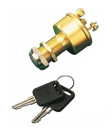 Sea Dog Brass 3-Position Key Switch – Marine Boat Replacement Part