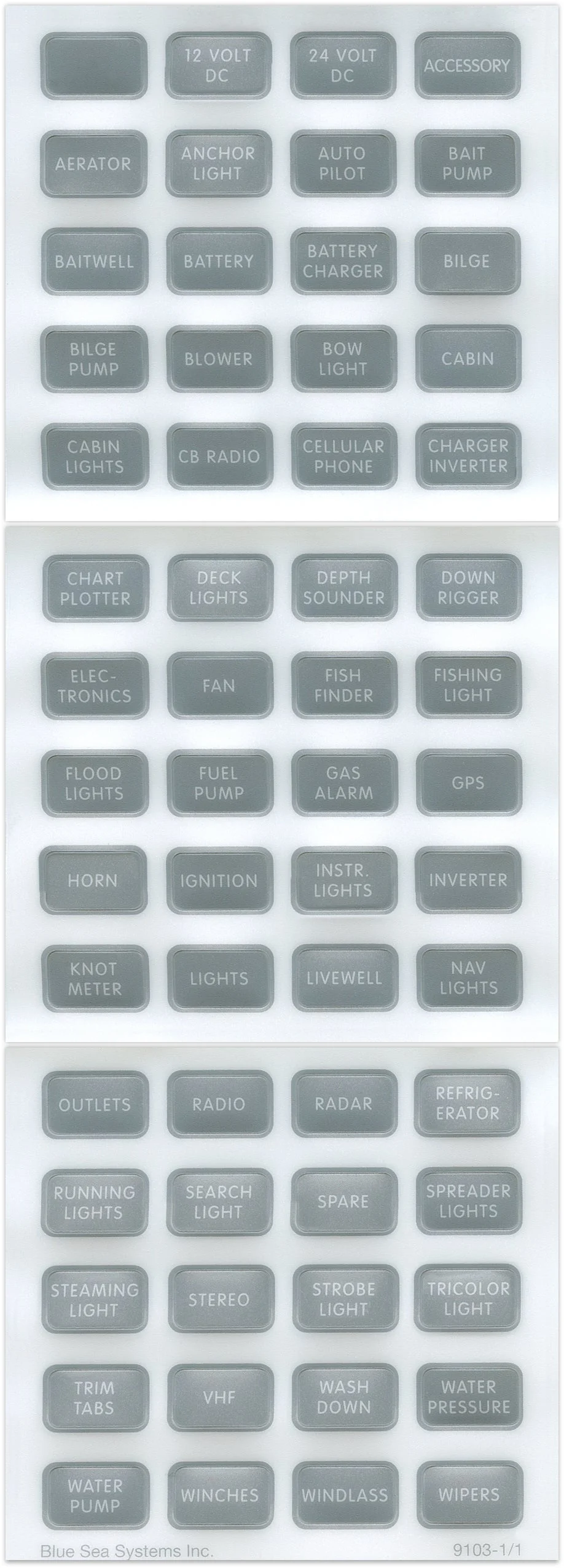 Blue Sea Label Kit Dc H2O Compact Gray – Marine Electrical Replacement Part