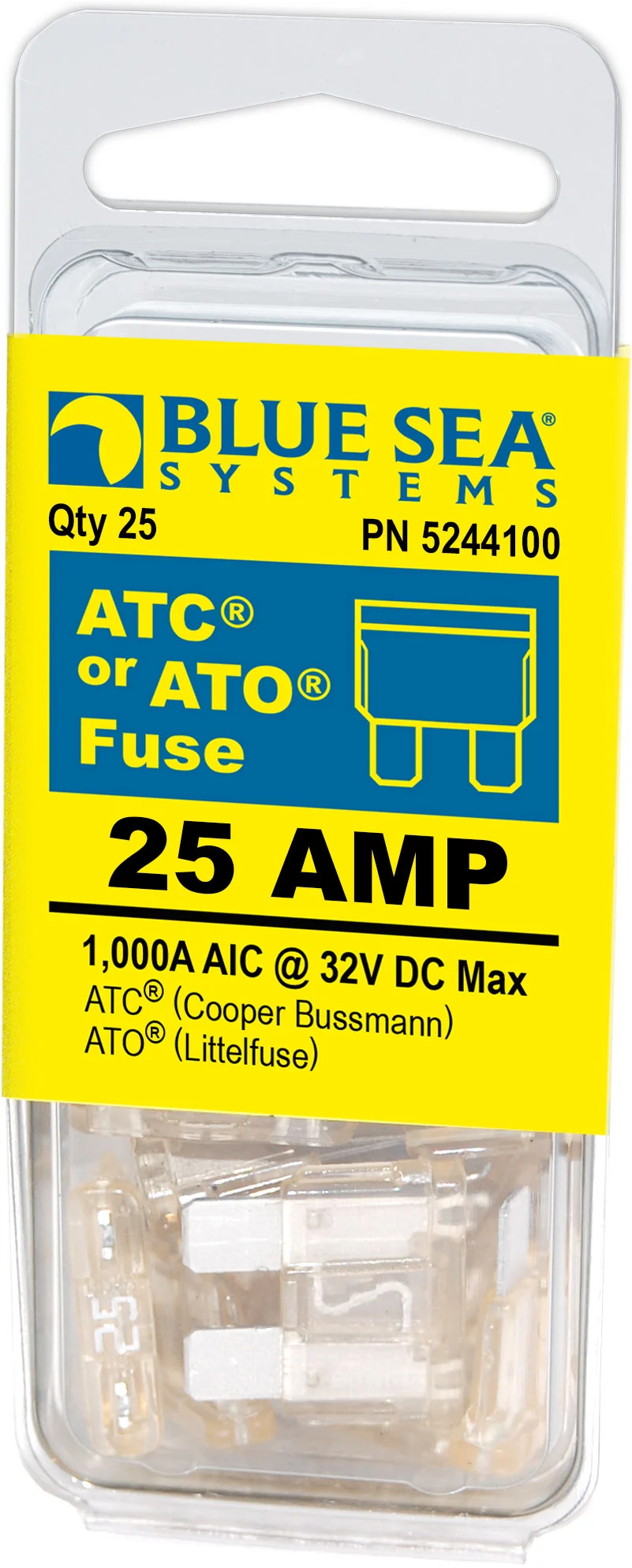 Blue Sea Fuse Ato/Atc 25A Pack 25 – Marine Electrical Replacement Part