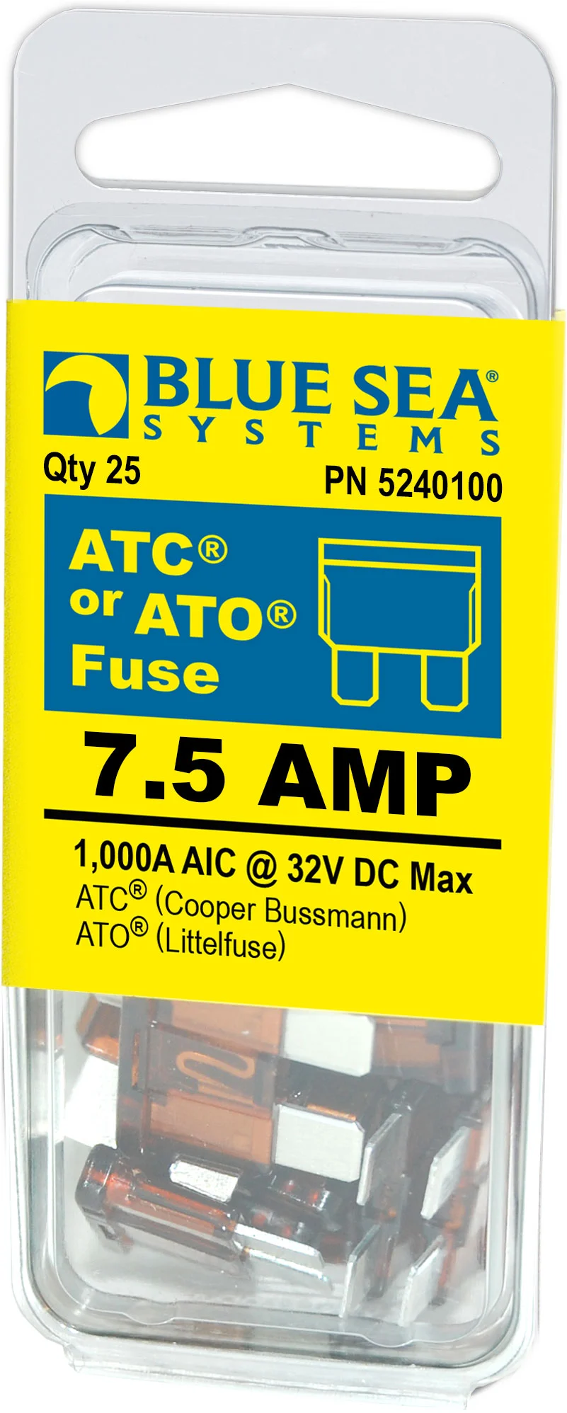 Blue Sea Fuse Ato/Atc 7.5A Pack 25 – Marine Electrical Replacement Part