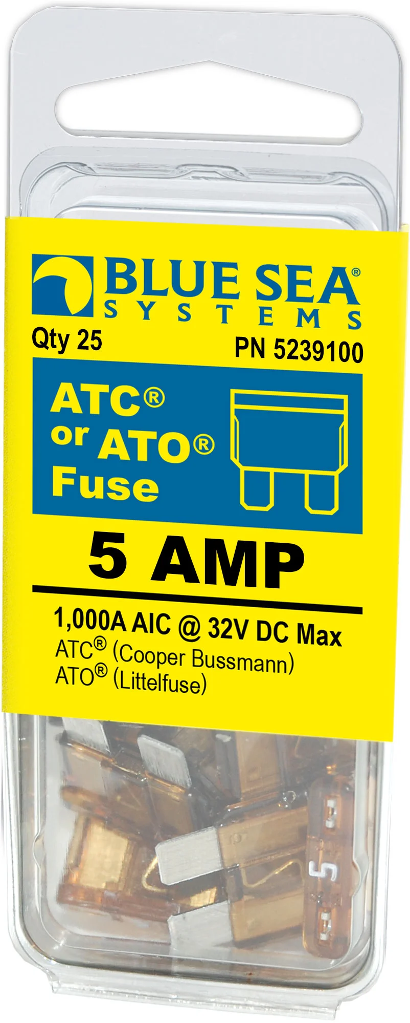 Blue Sea Fuse Ato/Atc 5A Pack 25 – Marine Electrical Replacement Part