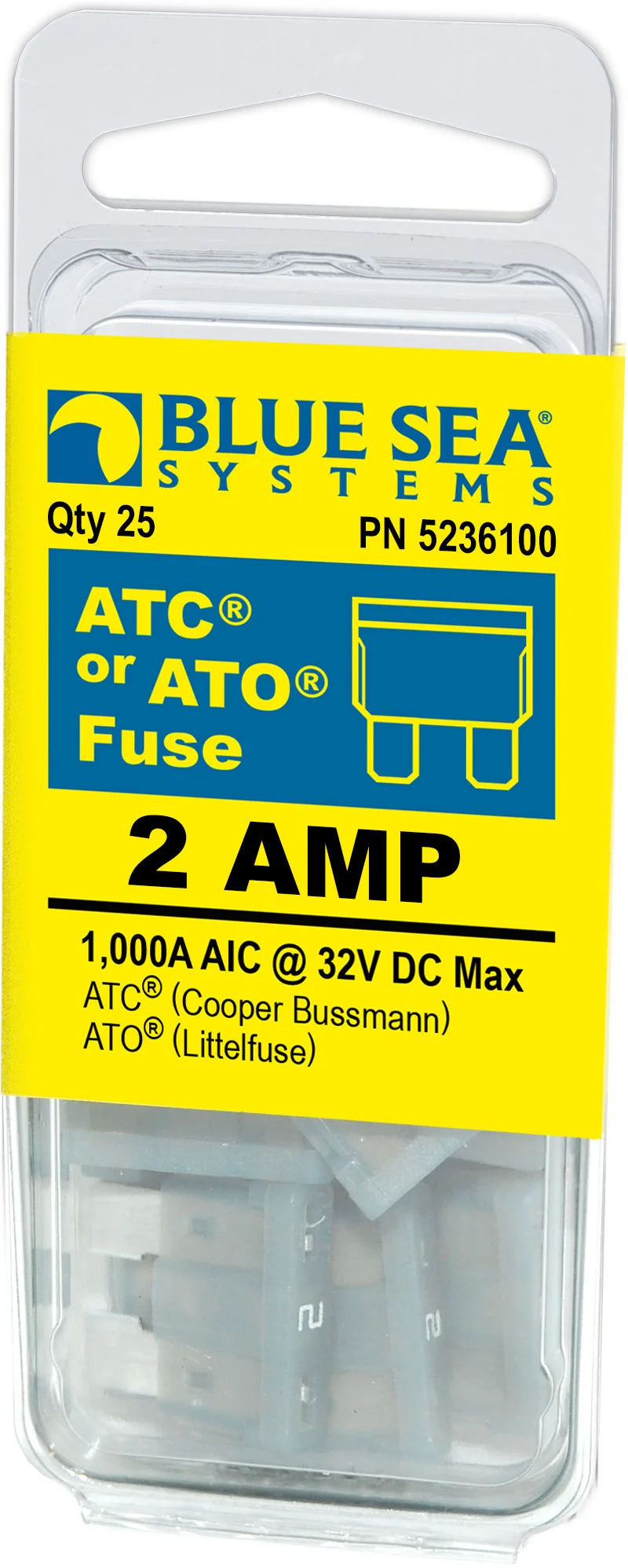 Blue Sea Fuse Ato/Atc 2A Pack 25 – Marine Electrical Replacement Part