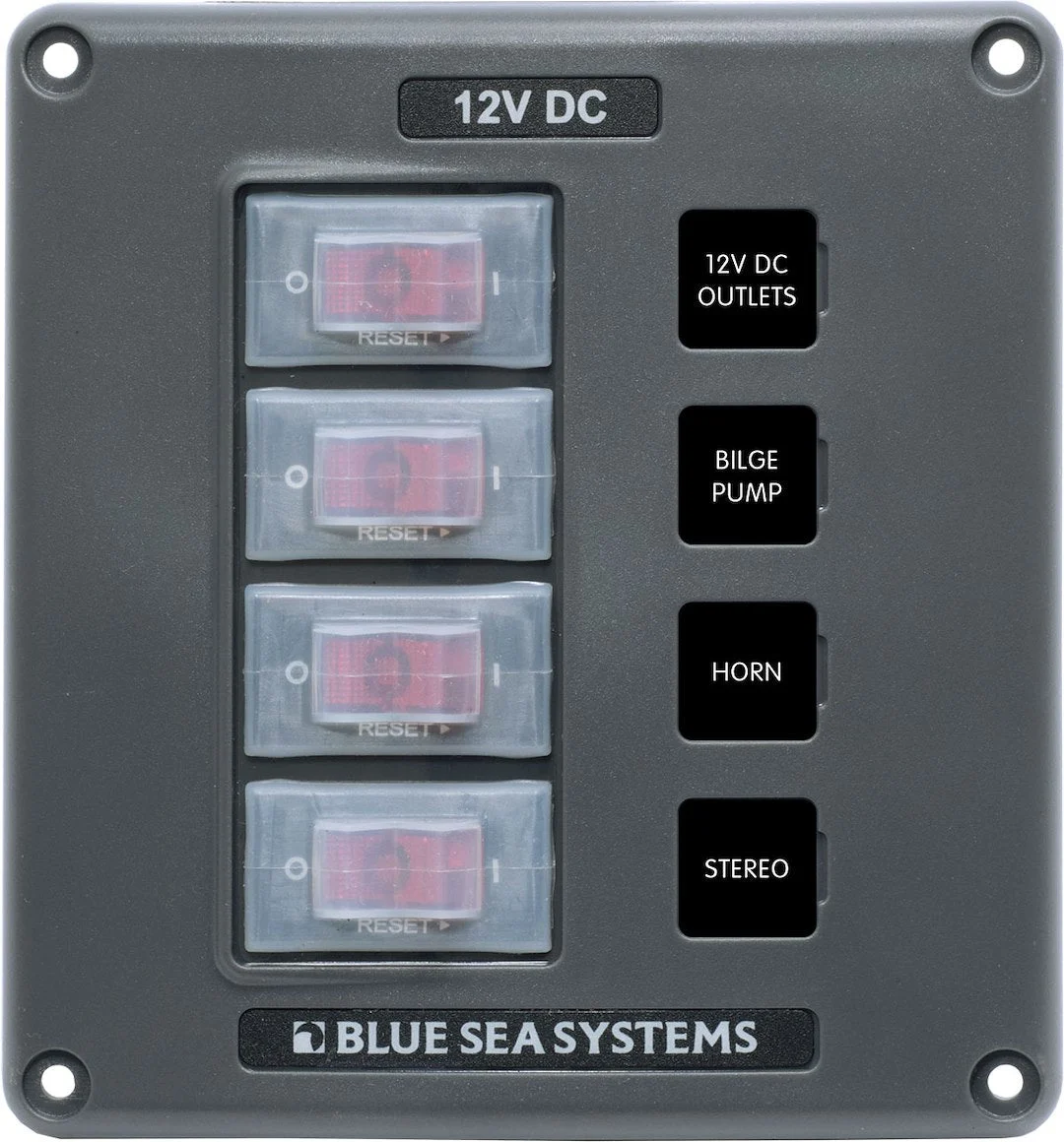 Blue Sea Panel Switch H2O Cb 4Pos Gray – Marine Electrical Replacement Part