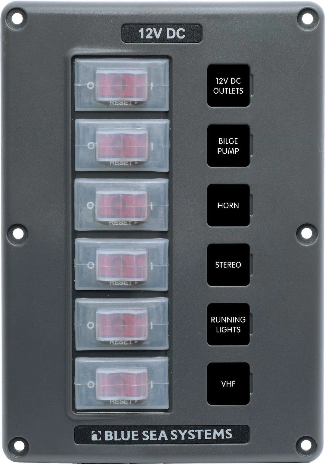 Blue Sea Panel Switch H2O Cb 6Pos Gray – Marine Electrical Replacement Part