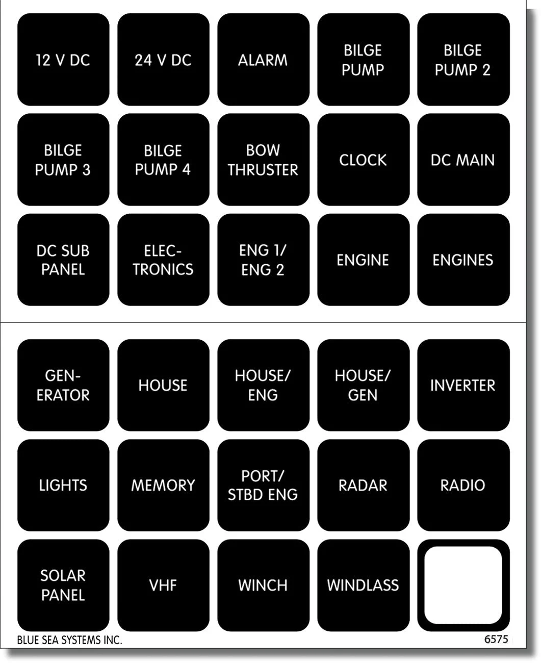 Blue Sea Label Kit Dc H2O 30 Square Blk V2 – Marine Electrical Replacement Part