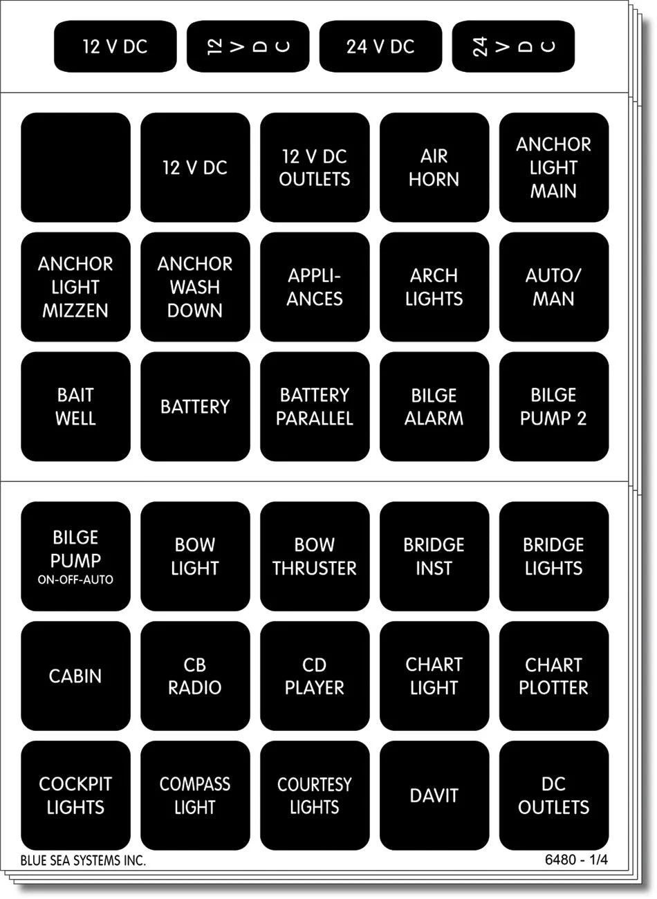 Blue Sea Label Kit Dc H2O 120 Square Blk – Marine Electrical Replacement Part