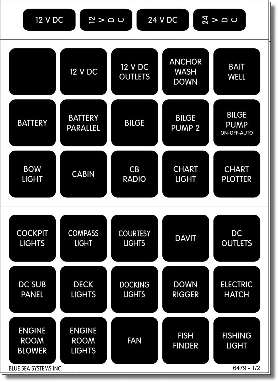 Blue Sea Label Kit Dc H2O 60 Square Blk – Marine Electrical Replacement Part
