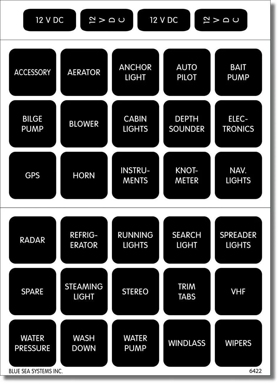 Blue Sea Label Kit Dc H2O 30 Square Blk V1 – Marine Electrical Replacement Part
