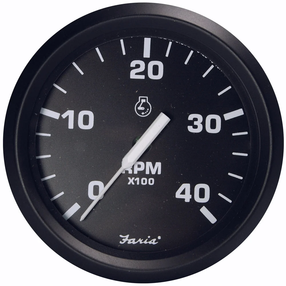 Faria Beede Instruments Euro Black 4" Tachometer - 4000 RPM (Diesel - Magnetic Pick-Up) – Marine Boat Replacement Part