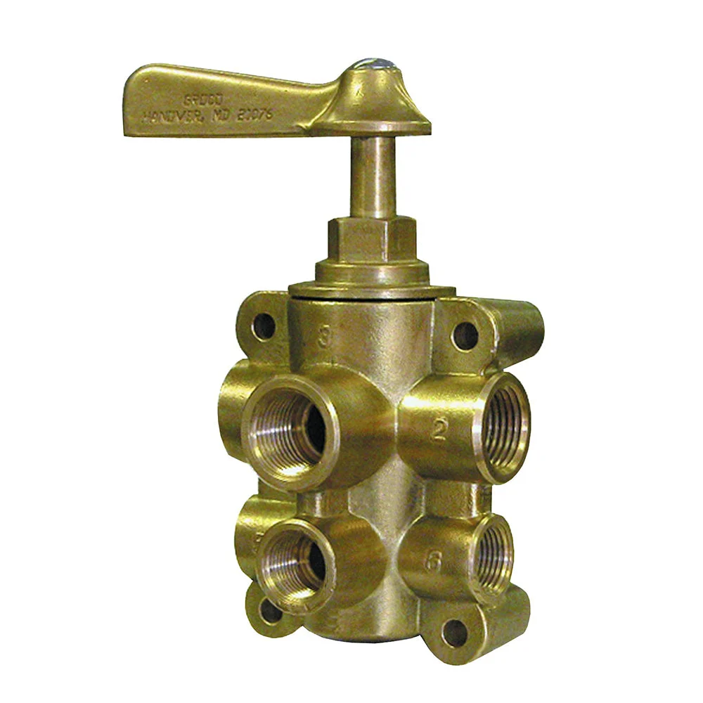 Groco 6-Port NPT Bronze Fuel Valve 1/2" Main - 3/8" Return – Boat Pump & Plumbing Part