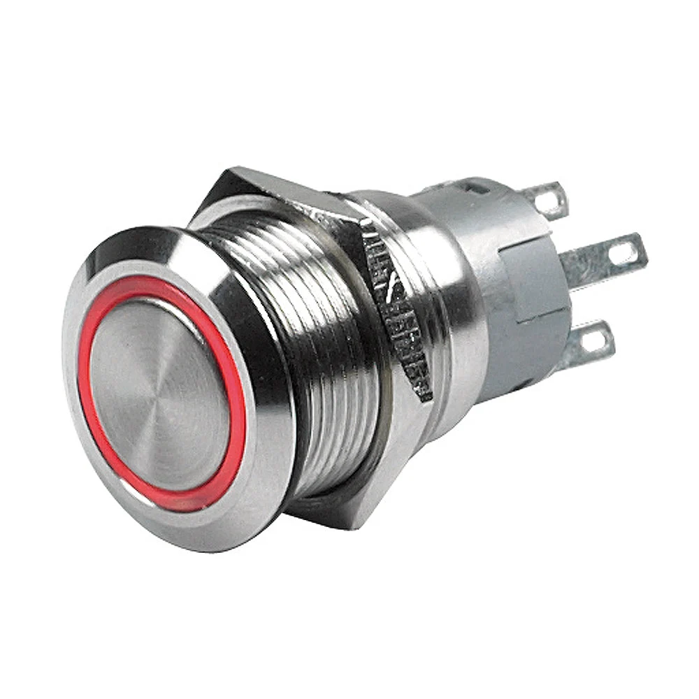 BEP Marine BEP Push-Button Switch - 12V Momentary (On)/Off - Red LED