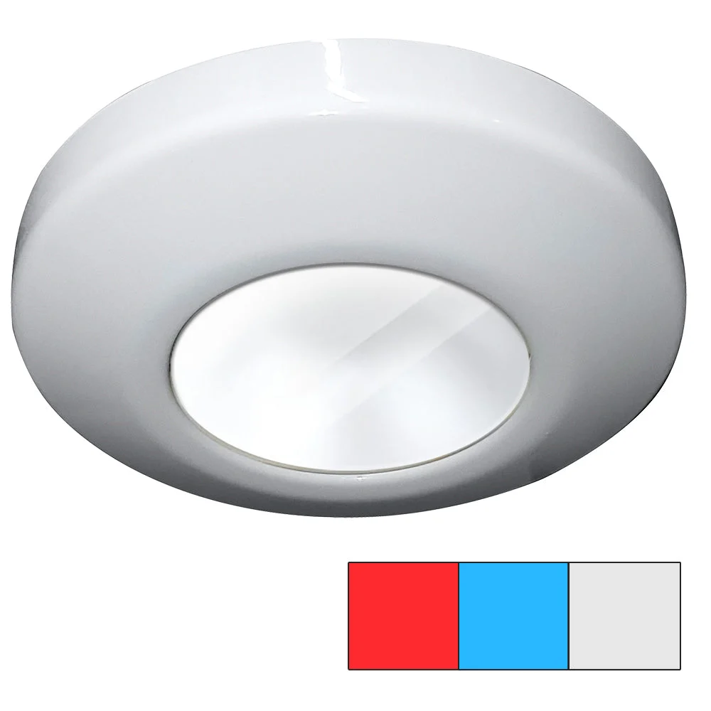I2Systems Inc i2Systems Profile P1120 Tri-Light Surface Light - Red, Cool White & Blue - White Finish – Marine Boat Replacement Part