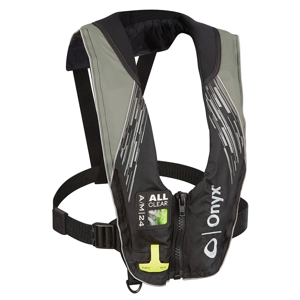 Onyx Outdoor Onyx A/M-24 Series All Clear Automatic/Manual Inflatable Life Jacket - Grey - Adult – Marine Boat Replacement Part