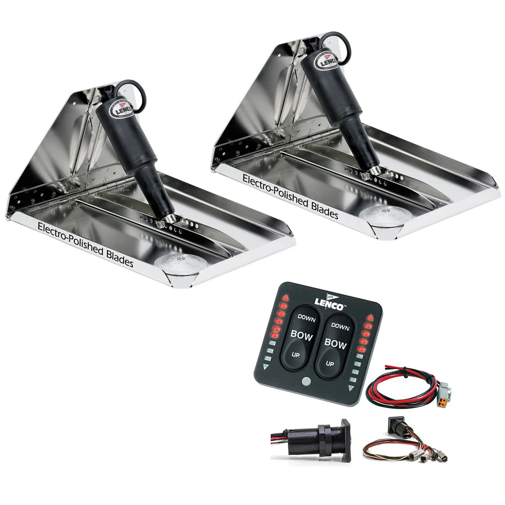 Lenco Marine 16" x 12" Heavy Duty Performance Trim Tab Kit w/LED Indicator Switch Kit 12V