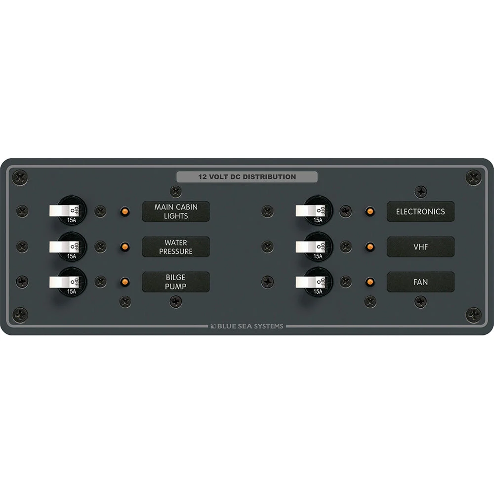 Blue Sea Systems 8096 DC 6 Position Toggle Branch Circuit Breaker Panel - White Switches – Marine Electrical Replacement Part
