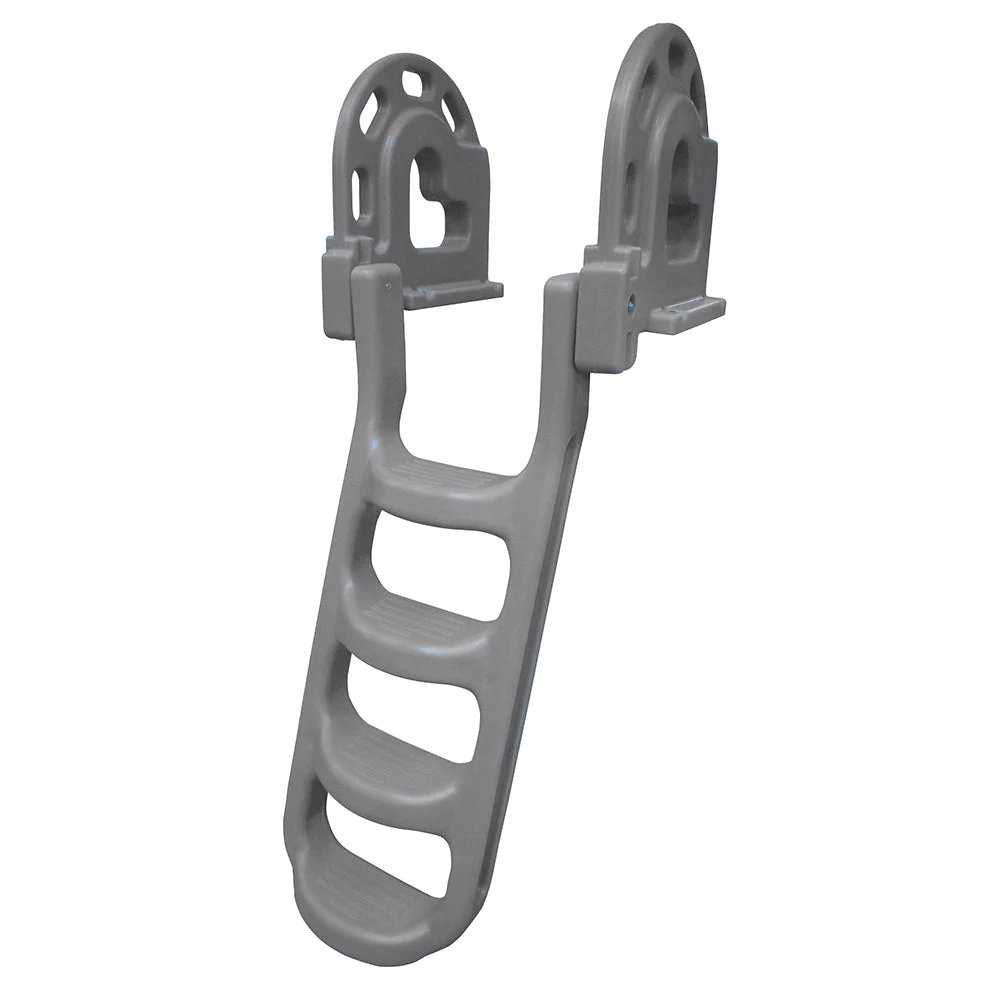 Dock Edge Stand-Off Flip-Up Polyethylene Roto Molded 4-Step Dock Ladder - Grey – Marine Boat Replacement Part