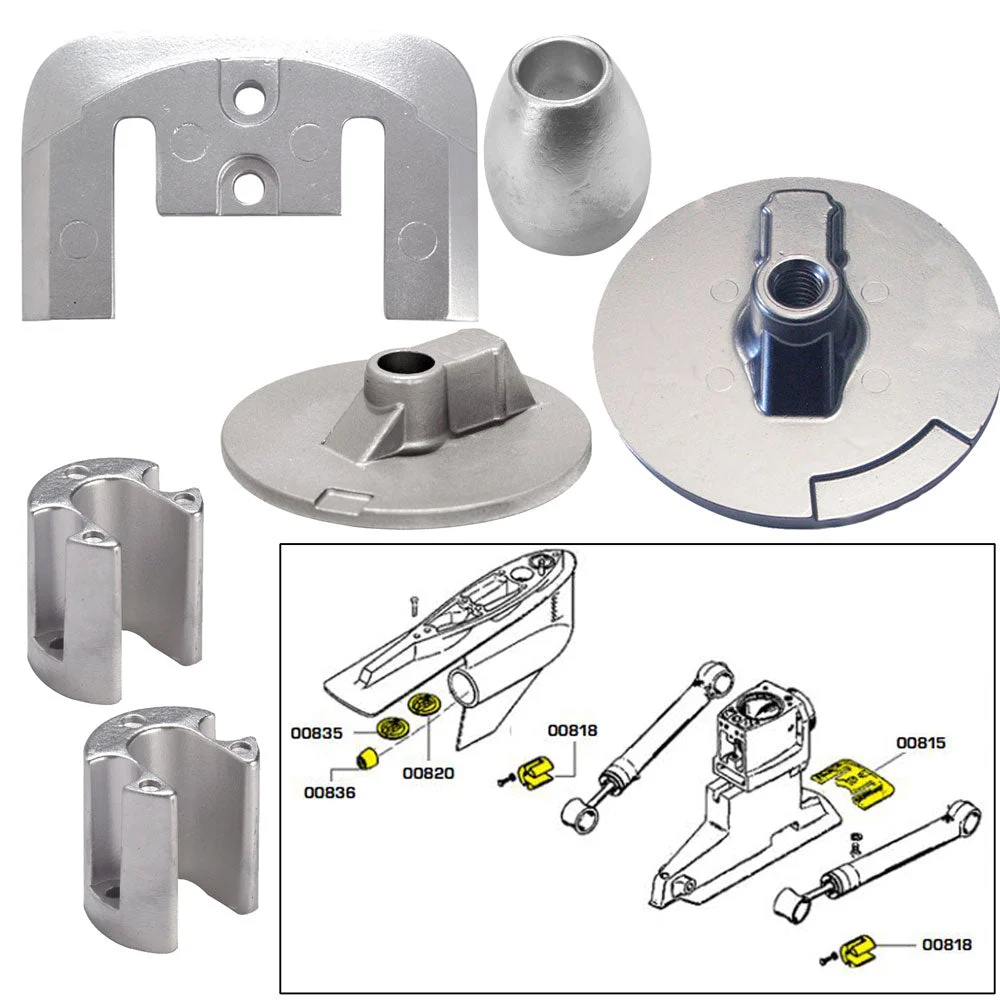 Tecnoseal Anode Kit w/Hardware - Mercury Bravo 3 2004-Present - Zinc – Marine Boat Replacement Part