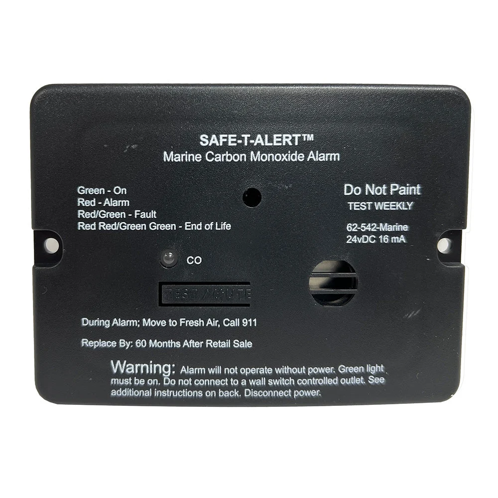 Safe-T-Alert 62 Series Carbon Monoxide Alarm - 24V Flush Mount - Black w/Relay – Marine HVAC Replacement Part