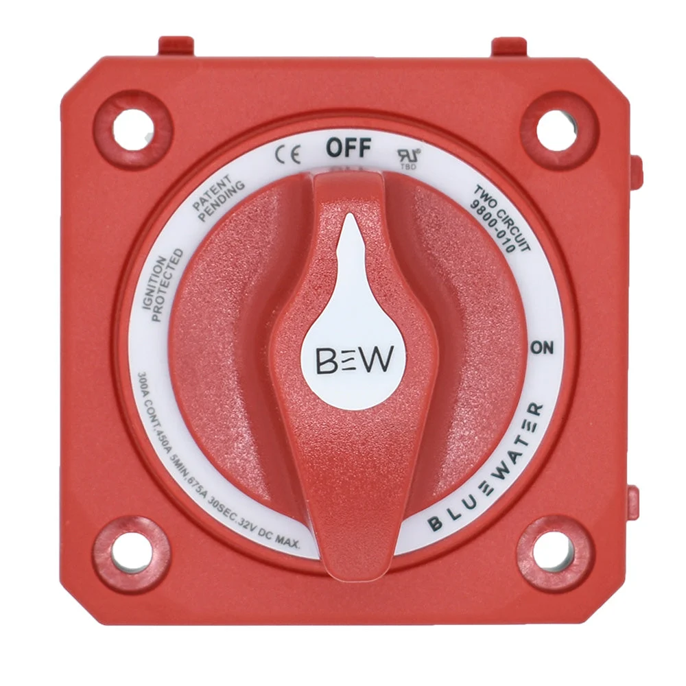 Bluewater On/Off 4 Post Dual Circuit Battery Switch w/o Base - Panel Mount - Red – Marine Boat Replacement Part