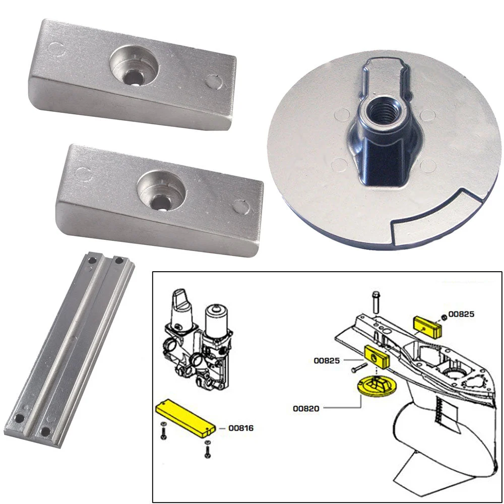 Tecnoseal Anode Kit w/Hardware - Mercury Verado 4 - Zinc – Marine Boat Replacement Part