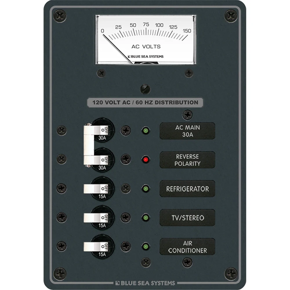 Blue Sea Systems 8043 AC Main +3 Positions Toggle Circuit Breaker Panel - White Switches – Marine Electrical Replacement Part