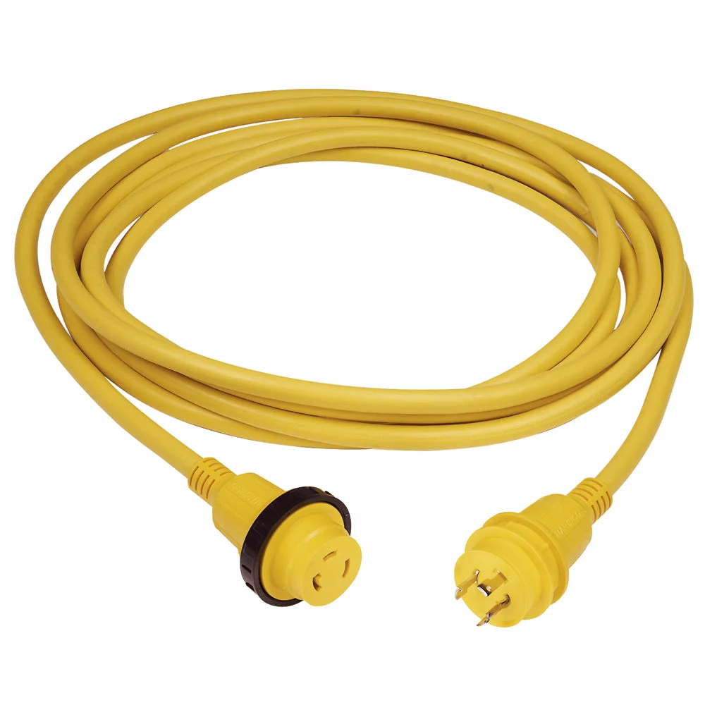 Marinco 30A 25' Molded Cordset - 125V - Yellow – Marine Electrical Replacement Part