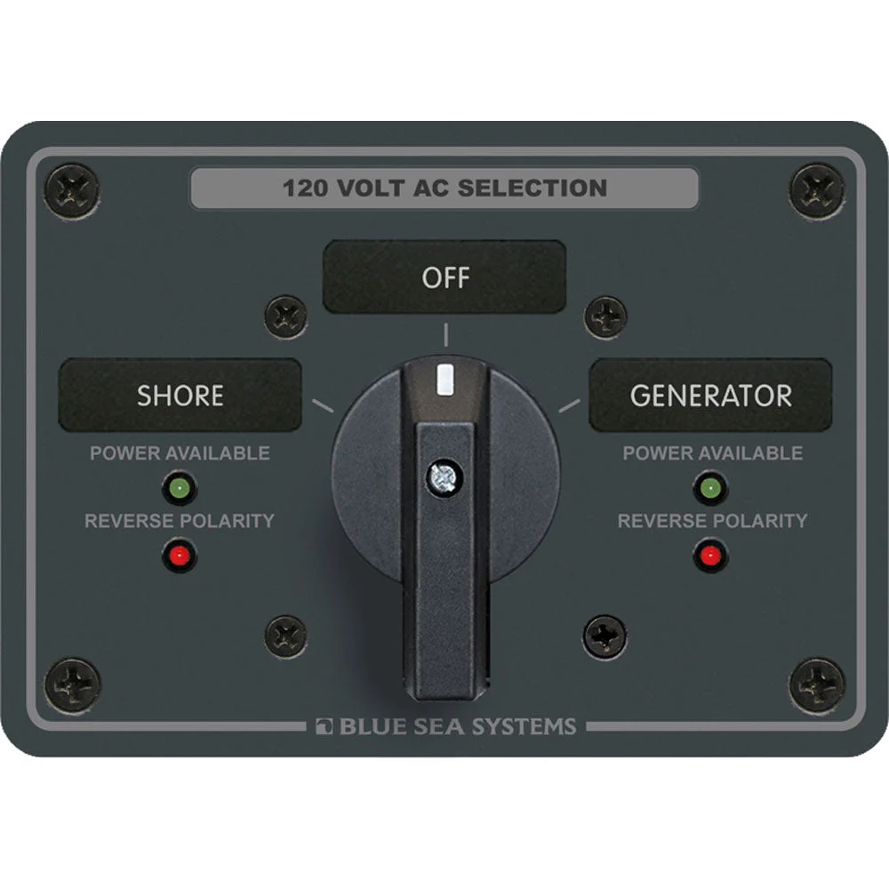 Blue Sea Systems 8365 AC Rotary Switch Panel 65 Ampere 2 Positions + OFF, 2 Pole – Marine Electrical Replacement Part