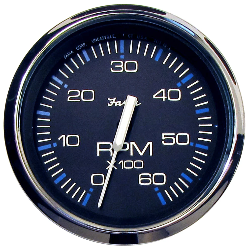 Faria Beede Instruments Inboard Chesapeake Black 4" Tachometer - 6000 RPM (Gas) (Inboard & I/O)