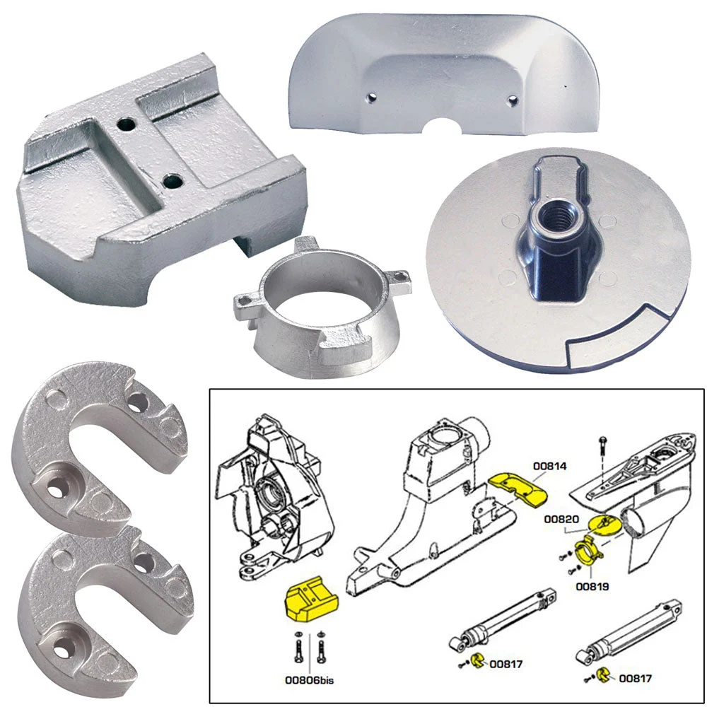 Tecnoseal Anode Kit w/Hardware - Mercury Alpha 1 Gen 2 - Zinc – Marine Boat Replacement Part
