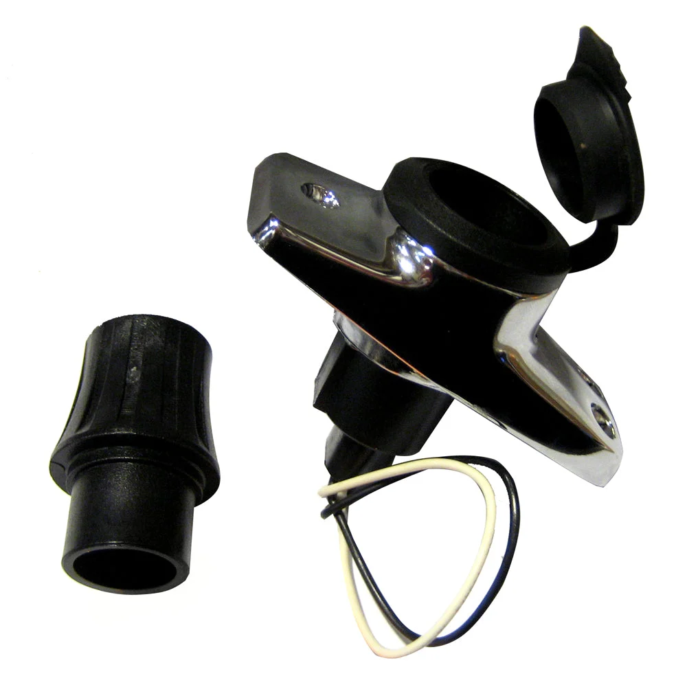 Perko Rectangular Plug-In Base f/Pole Cards - Chrome Plated Zinc/Black – Marine Boat Replacement Part