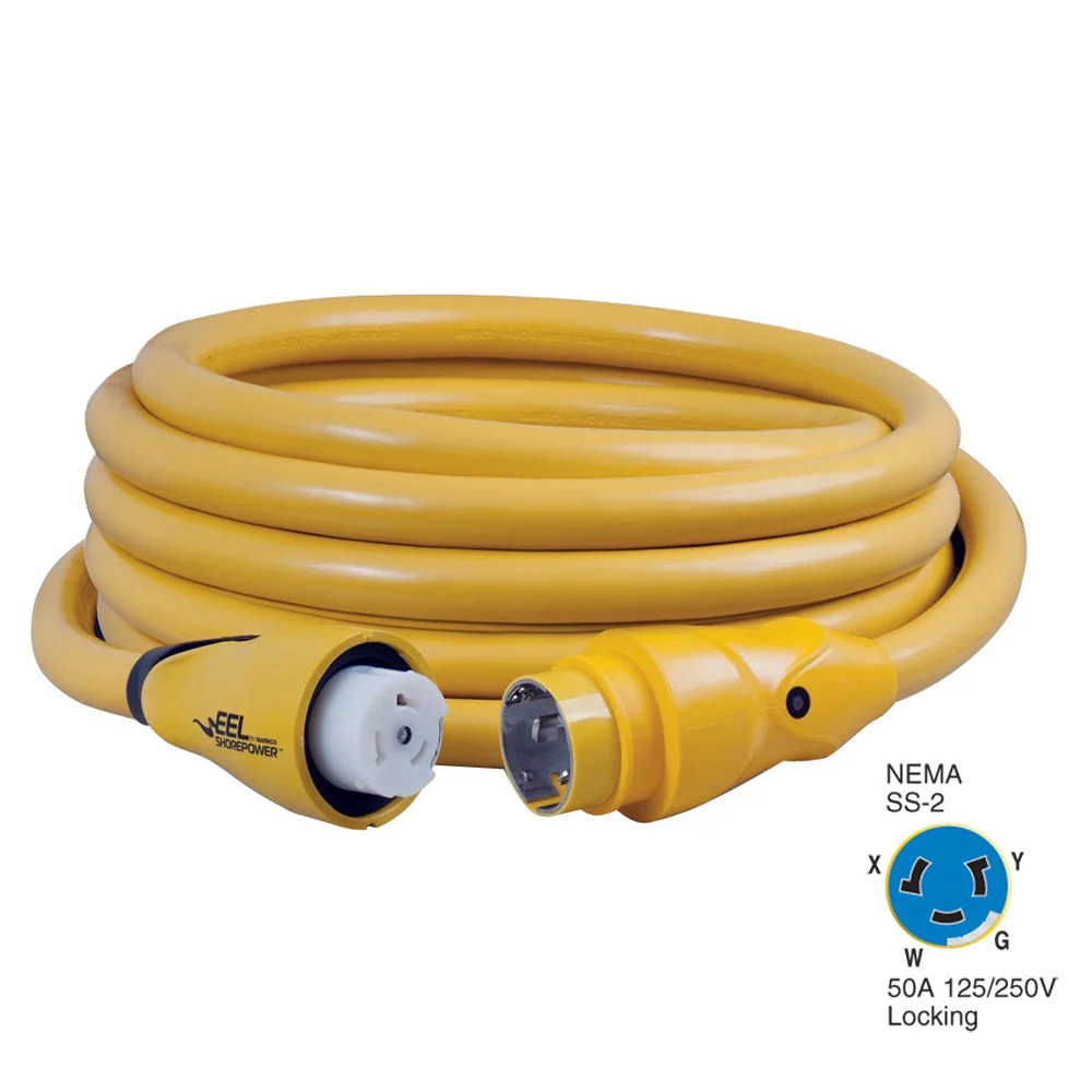 Marinco CS504-25 EEL 50A 125V/250V Shore Power Cordset - 25' - Yellow – Marine Boat Replacement Part