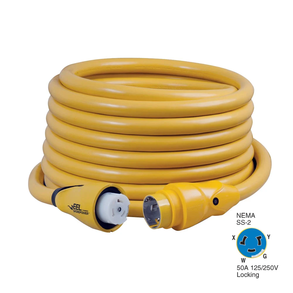 Marinco CS504-50 EEL 50A 125V/250V Shore Power Cordset - 50' - Yellow – Marine Boat Replacement Part