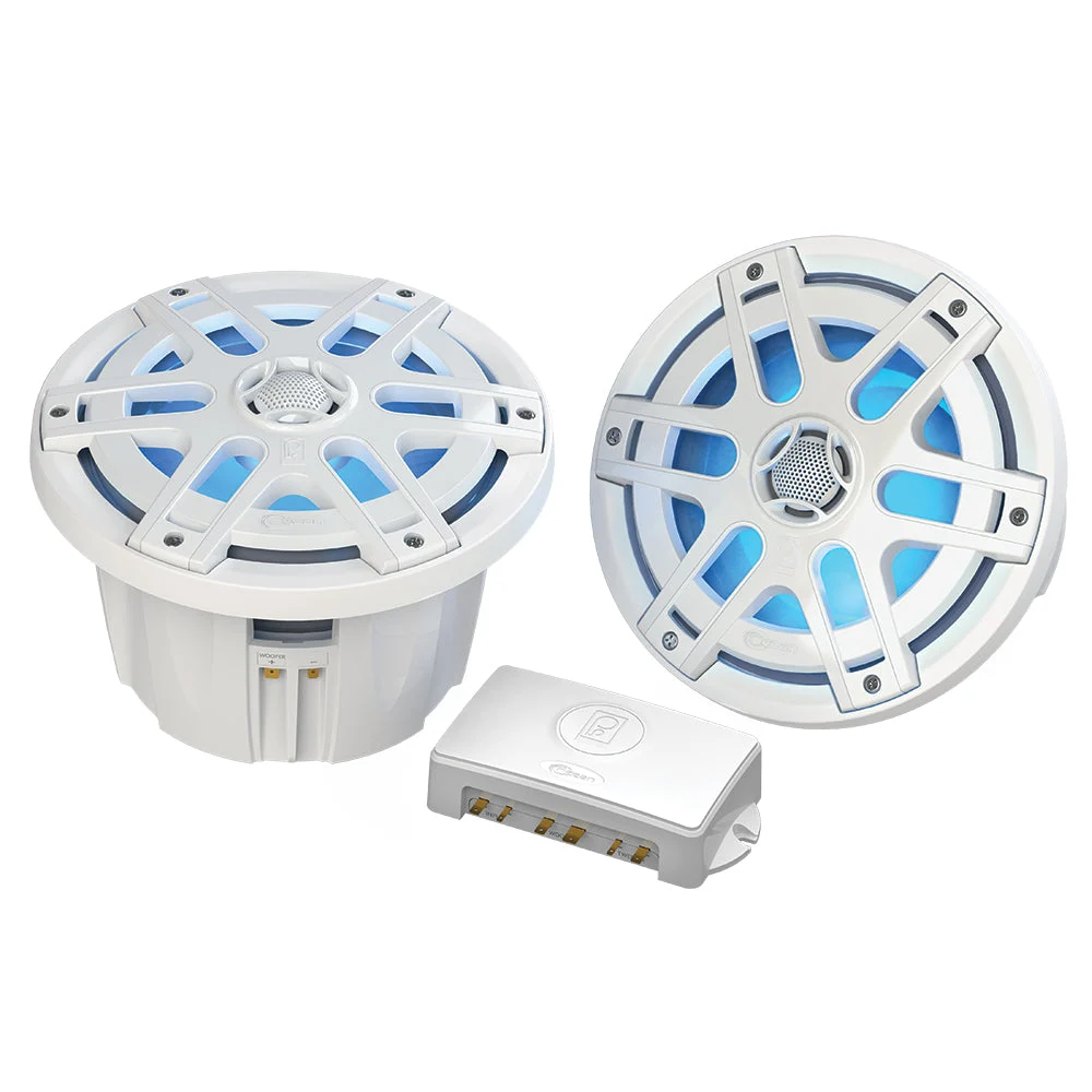 Poly-Planar MA-OC8 8" 500 Watt Waterproof Blue LED Speaker - White – Marine Boat Replacement Part
