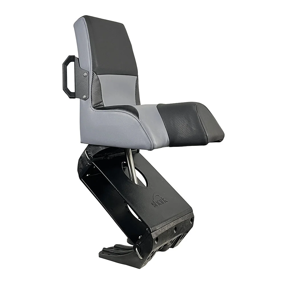Shark Seating Shark EPIC Seat w/Flex Suspension - Grey Vinyl - Regular Handle – Marine Boat Replacement Part