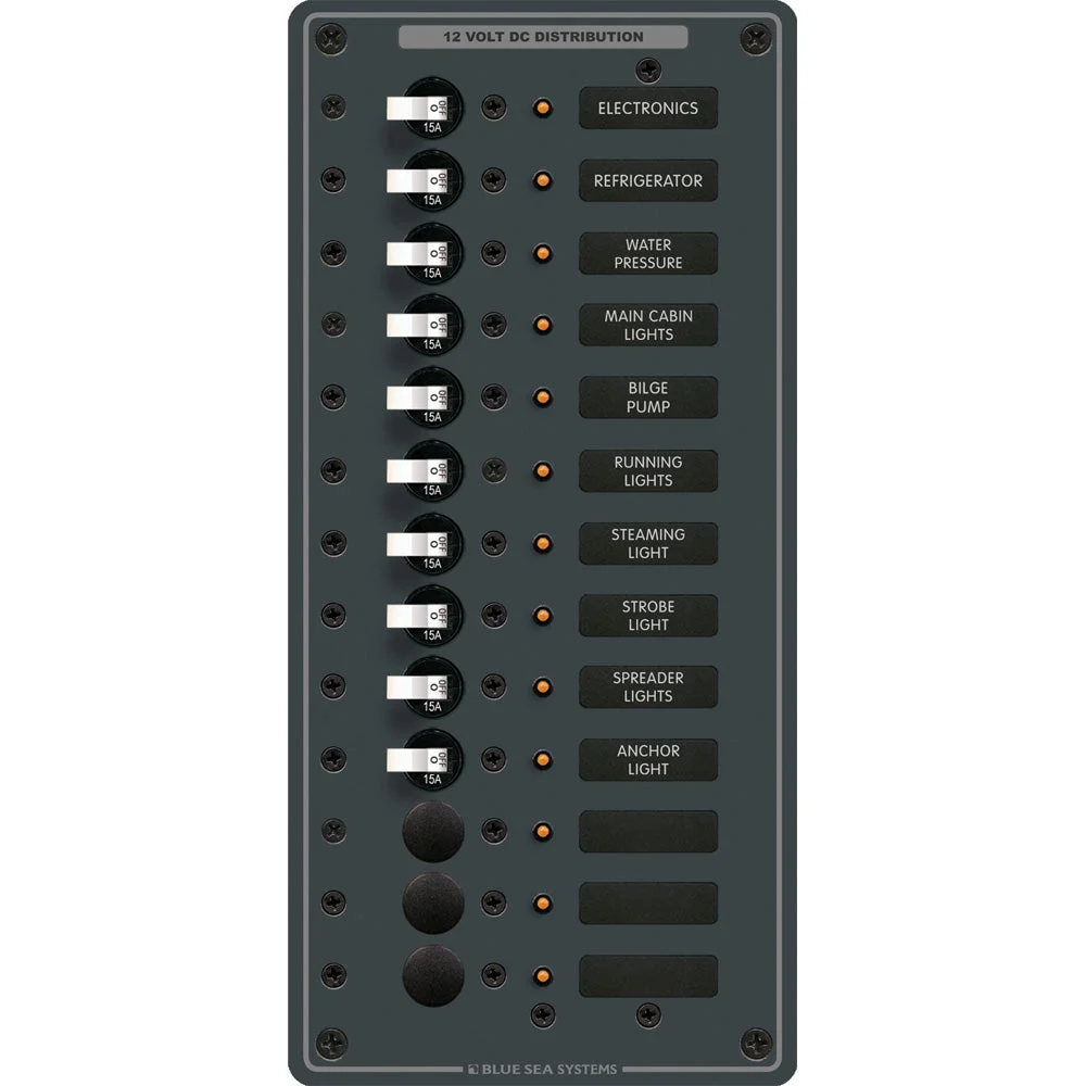 Blue Sea Systems 8376 Panel DC 13 Position Vertical – Marine Electrical Replacement Part