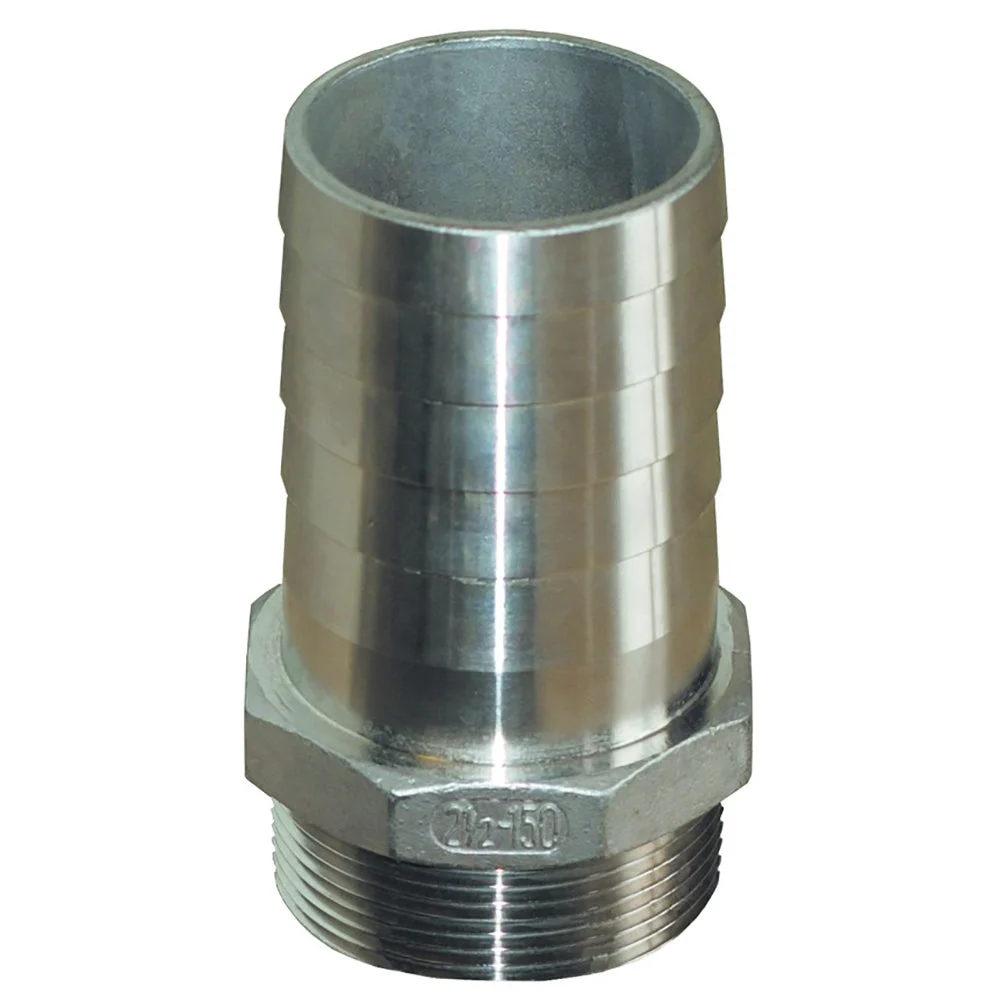 Groco 2"" NPT x 2" ID Stainless Steel Pipe to Hose Straight Fitting – Boat Pump & Plumbing Part