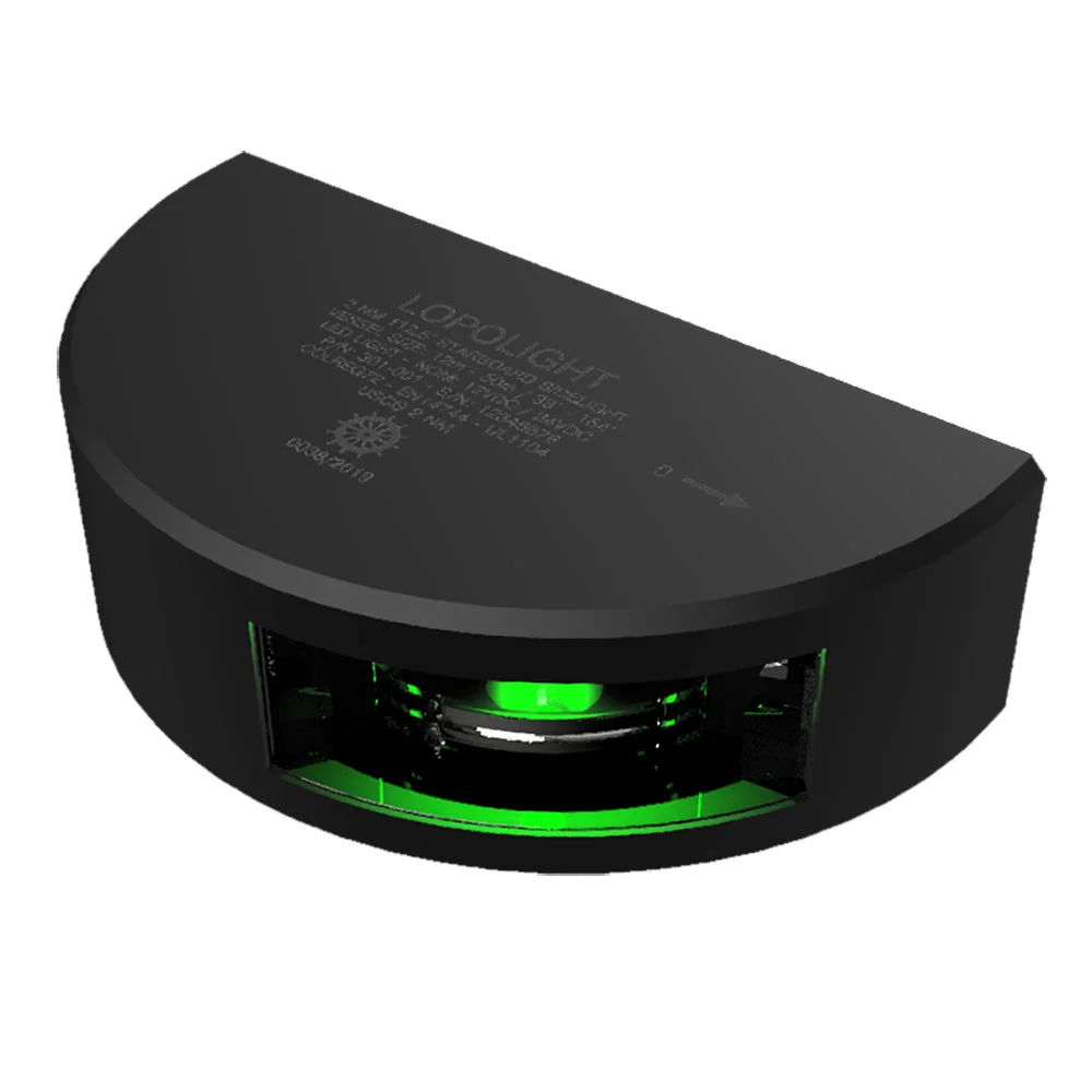Lopolight Series 301-001 - Starboard Sidelight - 2NM - Vertical Mount - Green - Black Housing - 6M Cable – Marine Electrical Replacement Part