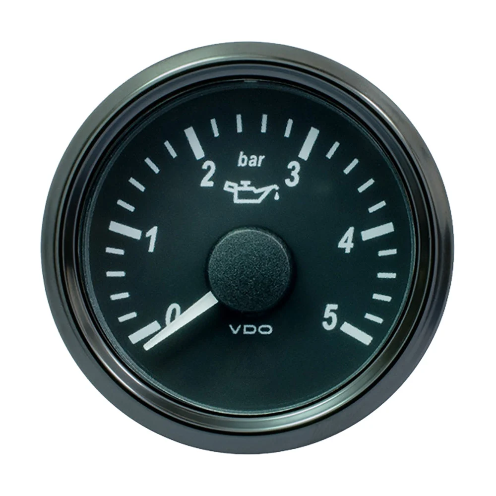 Vdo SingleViu 52mm (2-1/16") Oil Pressure Gauge - 5 Bar - 0-180 Ohm – Marine Electrical Replacement Part
