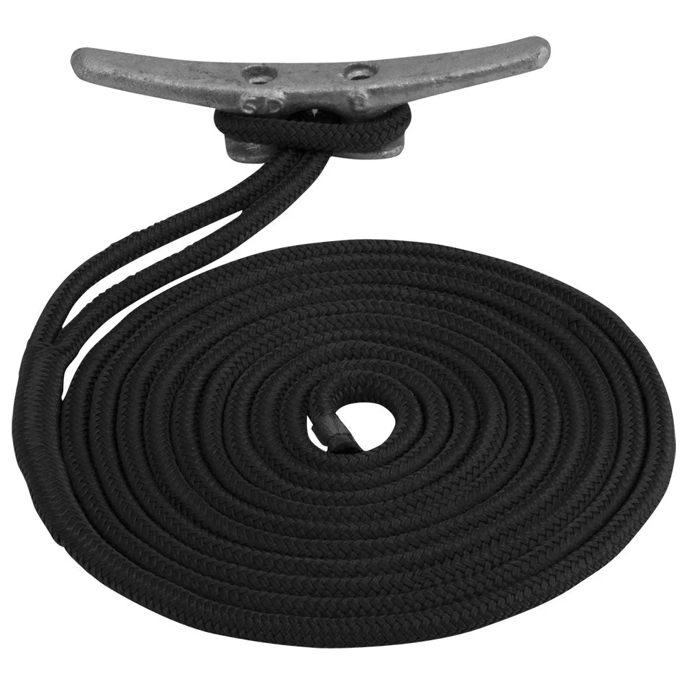 Sea-Dog Double Braided Nylon Dock Line - 3/4" x 30' - Black – Marine Boat Replacement Part