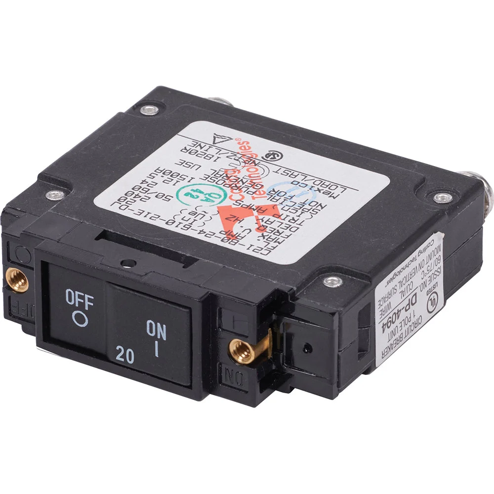 Blue Sea Systems 7457 UL-489 Circuit Breaker - 20A Flat Rocker – Marine Boat Replacement Part