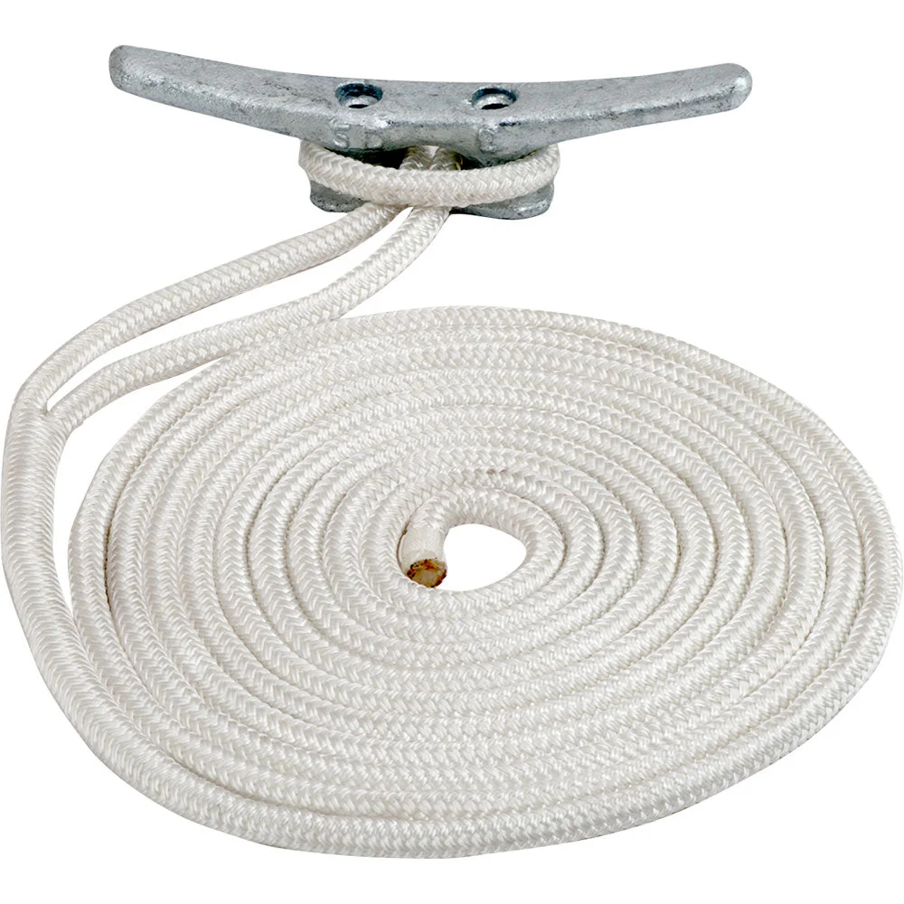 Sea-Dog Double Braided Nylon Dock Line - 1/2" x 10' - White – Marine Boat Replacement Part