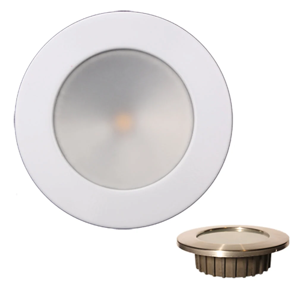 Lunasea Lighting Lunasea Gen3 Warm White, RGBW Full Color 3.5” IP65 Recessed Light w/White Stainless Steel Bezel – Marine Boat Replacement Part