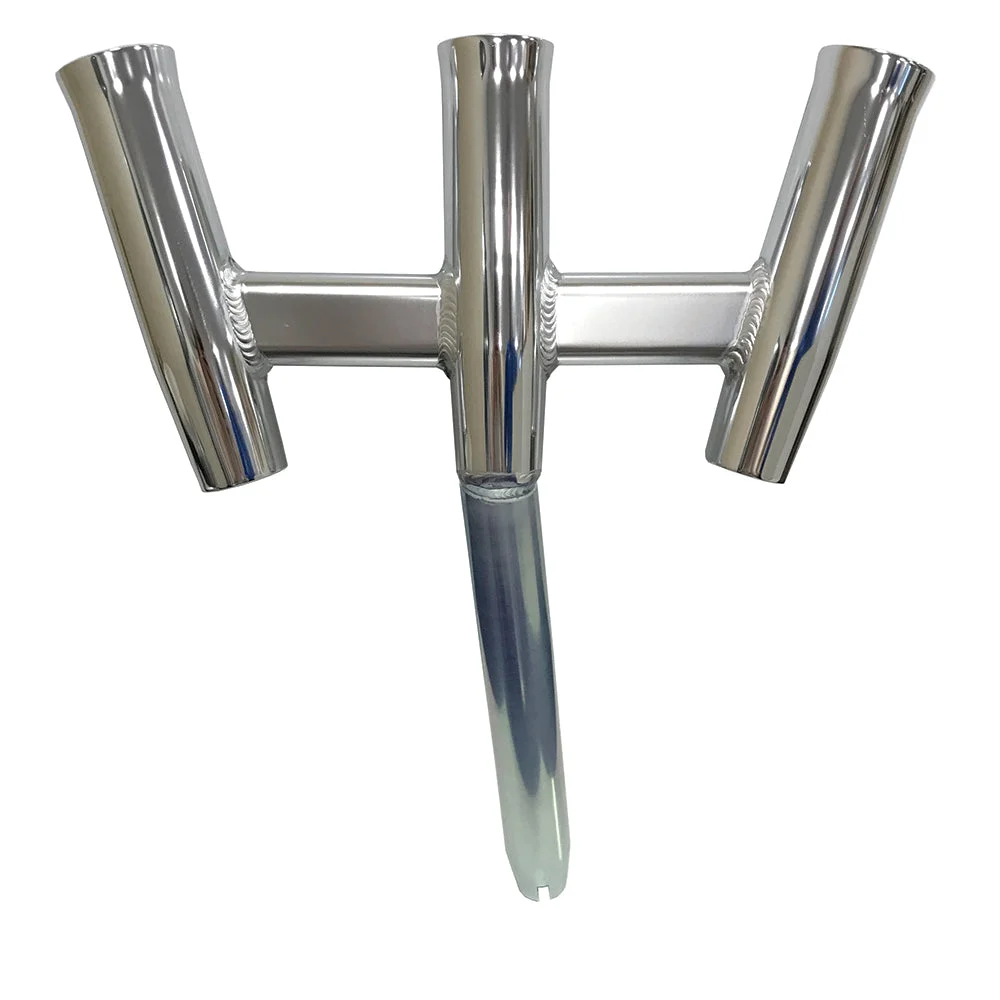 Tigress GS Trident Rod Holder - Bent Butt - Polished Aluminum – Marine Boat Replacement Part