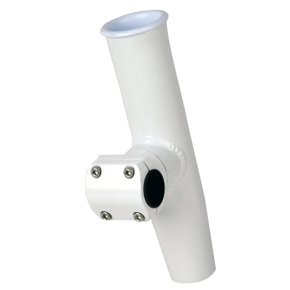 C.E. Smith Adjustable Mid Mount Rod Holder - 1-1/4" or 1-5/16" OD - White Powder Coat Aluminum w/Sleeve & – Marine Boat Replacement Part