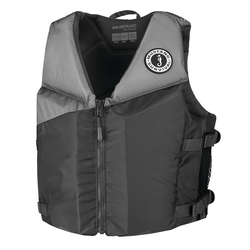 Mustang Survival Mustang Young Adult REV Foam Vest - Grey/Light Grey/Fluorescent Yellow - Universal – Marine Boat Replacement Part