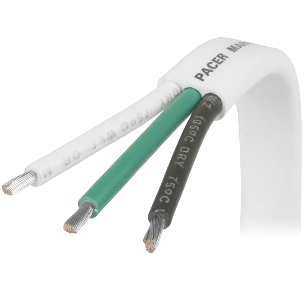 Pacer 8/3 AWG Triplex Cable - Black/Green/White - 50' – Marine Electrical Replacement Part