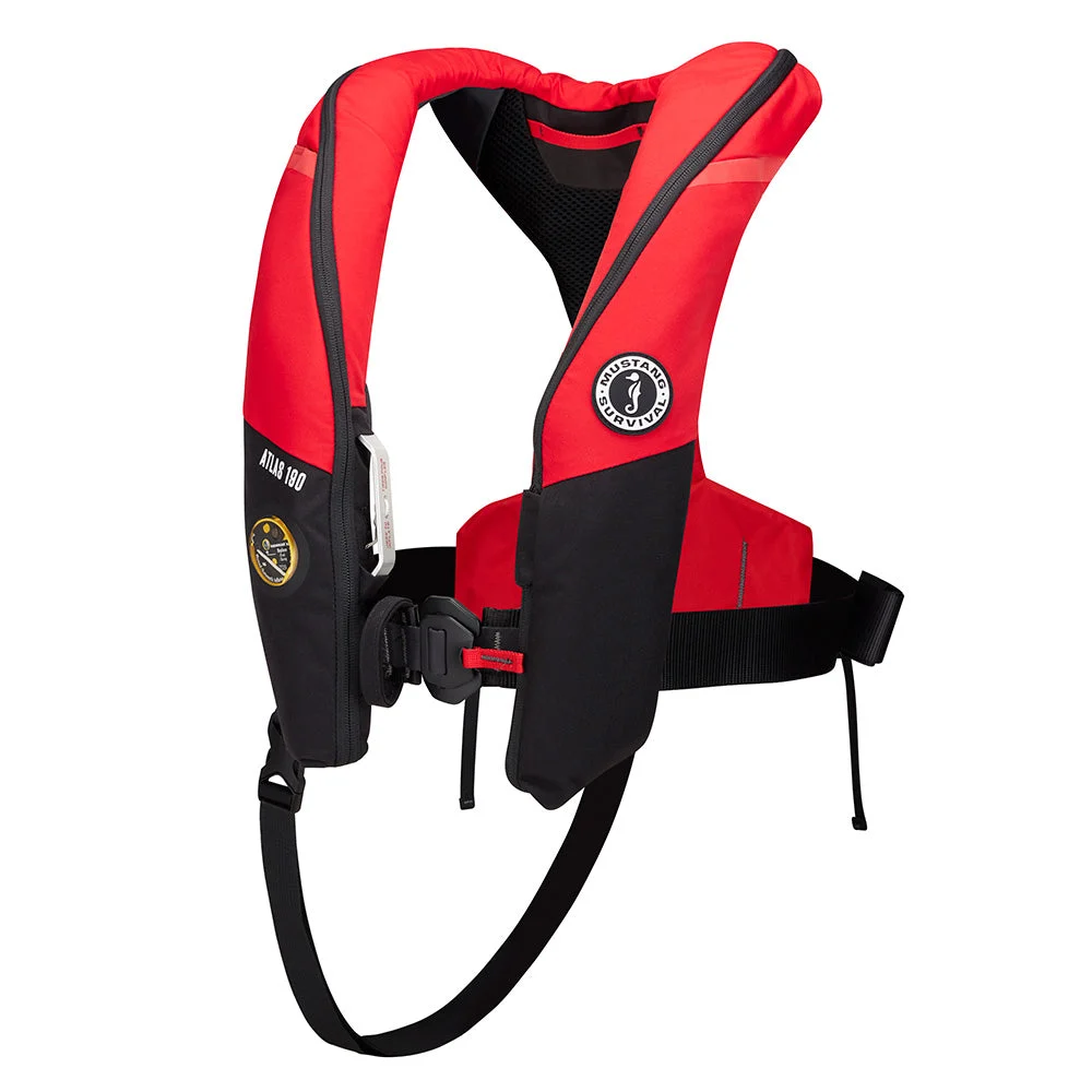 Mustang Survival Mustang Atlas 190 DLX Open Ocean Inflatable PFD - Red/Black – Marine Boat Replacement Part