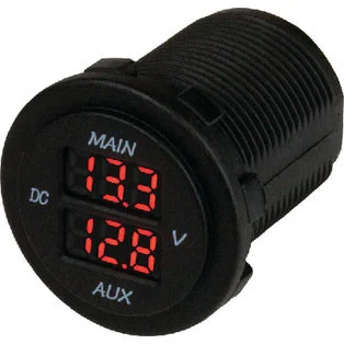 Sea-Dog Line Dual Round Voltmeter 5V-15VDC with Rainbow Dial 421616-1